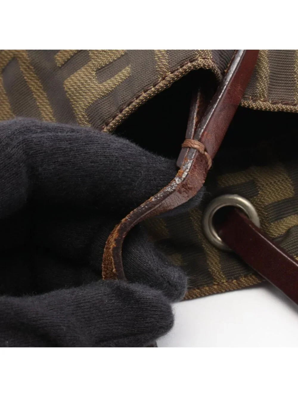 Fendi Tote Zucca Brown Nylon Leather